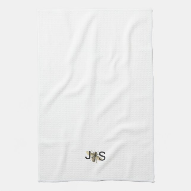 Honey Bee Monogrammed Kitchen Towel (Vertical)