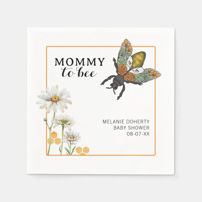 Honey Bee Mummy to Bee Baby Shower Napkins | Bumbl (Front)