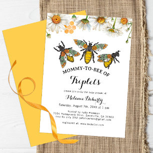 Honey Bee Mummy to Bee Triplets Baby Shower Invitation