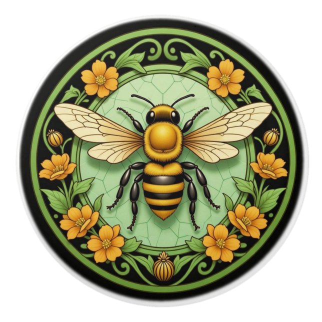Honey Bee Nouveau Ceramic Knob (Front)