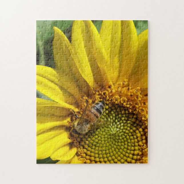 Honey bee of Yellow Sunflower Jigsaw Puzzle (Vertical)