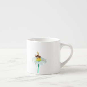Honey Bee on a White Flower Espresso Cup