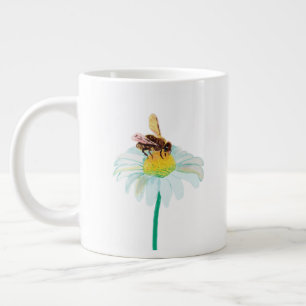 Honey Bee on a White Flower Large Coffee Mug