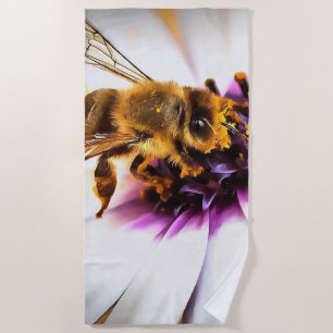 Honey Bee On African Daisy Acrylic Art Beach Towel