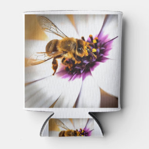 Honey Bee On African Daisy Acrylic Art Can Cooler
