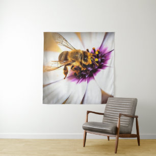 Honey Bee On African Daisy Acrylic Art Tapestry