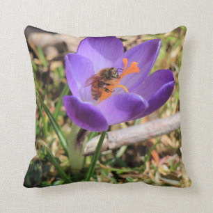 Honey Bee On Crocus Cushion