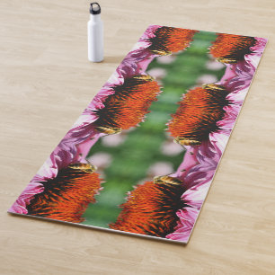 Honey Bee On Echinacea Daisy Flower Abstract Yoga Mat