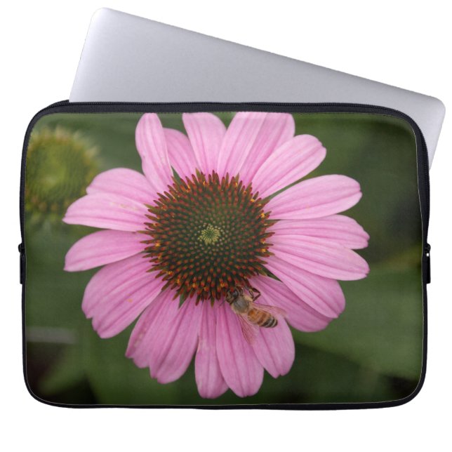 Honey Bee on Garden Flower Laptop Sleeve (Front)