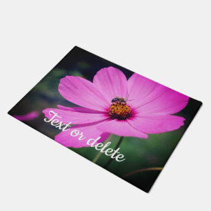 Honey Bee On Pink Cosmos Flower Personalised Doormat