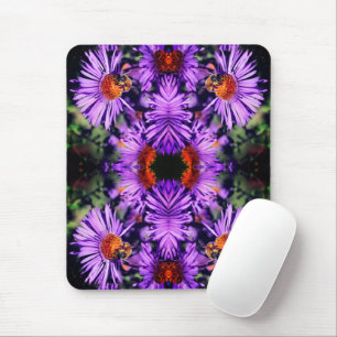 Honey Bee On Purple Aster Flower Abstract Mouse Pad