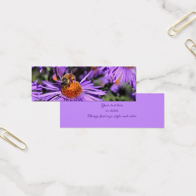 Honey Bee On Purple Aster Flower Mini Bookmark (Office)