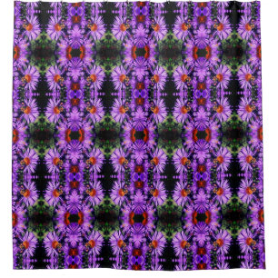 Honey Bee On Purple Aster Flower Pattern Shower Curtain