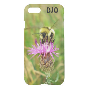 Honey Bee on Purple Flower and your Initials iPhone SE/8/7 Case