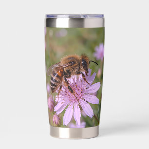 Honey Bee on Purple Flower Photo Insulated Tumbler