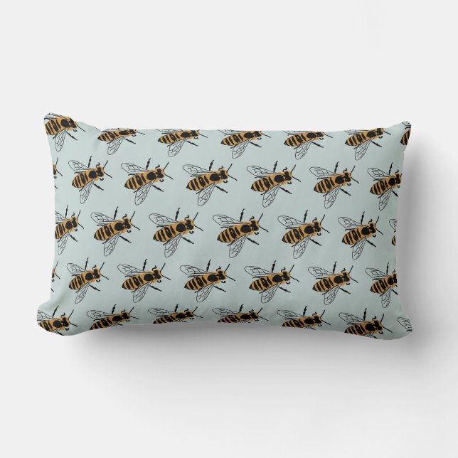 Honey Bee Painting Bee Illustration Throw Pillow (Front)