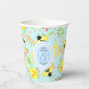 Honey Bee Pastel Blue Paper Cups