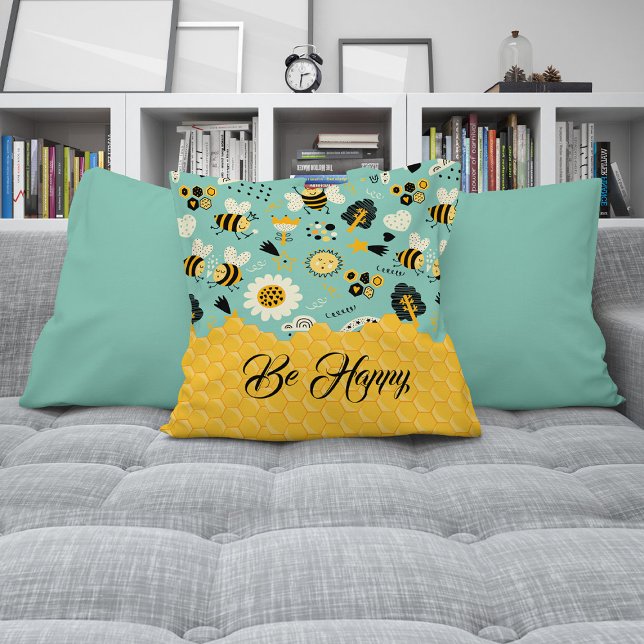 Honey bee pattern  Throw Pillow (Creator Uploaded)