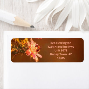 Honey Bee Pink Cholla Cactus Flower Arizona Return Address Label