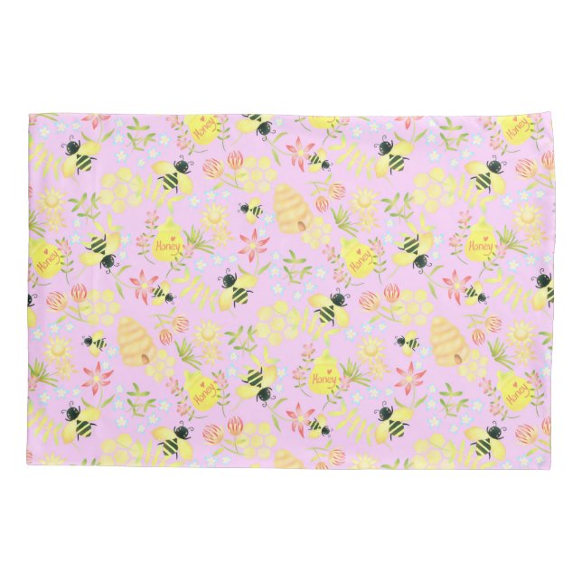 Honey Bee Pink Pillowcase (Back)