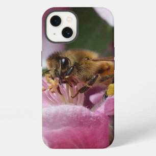 Honey Bee Pollinating Pink Crabapple Tree Blossom iPhone Case