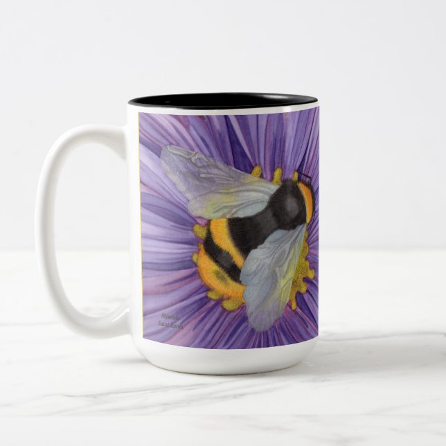 Honey Bee Pretty Coffee Mug Tea Cup Yellow Inside (Left)