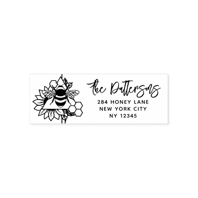 Honey Bee Professional Personal Return Address Self-inking Stamp (Design)