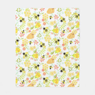 Honey Bee Purple Fleece Blanket