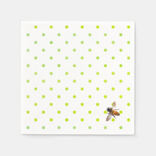 Honey Bee   retro green polka-dot pattern Napkin