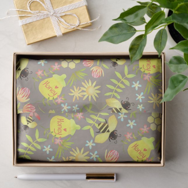 Honey Bee Sage Green Tissue Paper (Gift)
