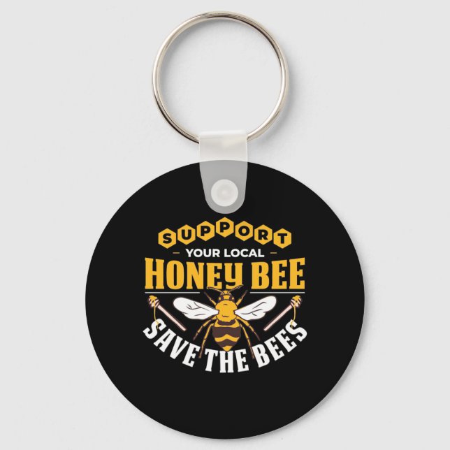 Honey Bee Save The Bees Key Ring (Front)