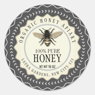 Honey Bee Seller Apiarist Vintage Black Classic Round Sticker