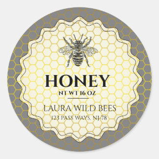 Honey Bee Seller Apiarist Vintage Gold Classic Ro Round Sticker