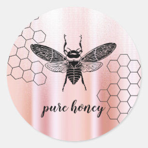 Honey Bee Seller Apiarist Vintage Rose Gold Classic Round Sticker