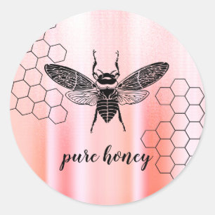 Honey Bee Seller Apiarist  Vintage Rose Gold Classic Round Sticker