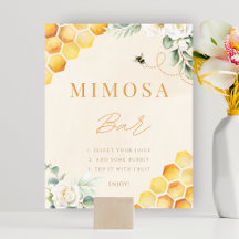 Honey Bee Shower Mimosa Bar Tabletop Sign Poster