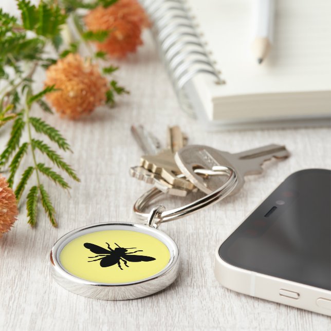 Honey Bee Silhouette  Key Ring (Side)