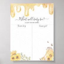 Honey Bee Sunflowers Gender Reveal Voting Chart