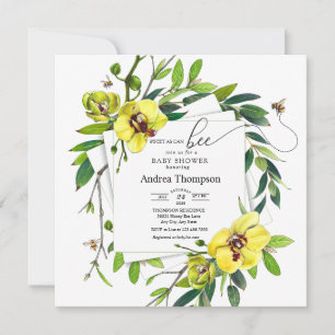 Honey Bee Sweet Bee Orchid Baby Shower Invitation