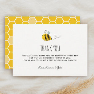 Honey Bee Theme Baby Shower Thank You Cards