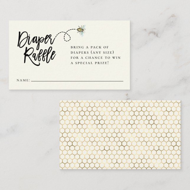 Honey Bee Theme Diaper Raffle Enclosure Card (Front/Back)