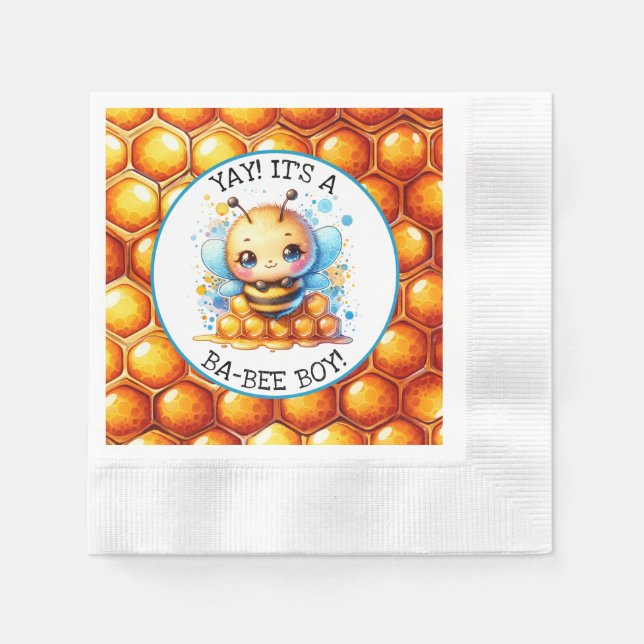 Honey bee themed Boy's Baby Shower  Napkin (Front)