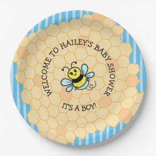 Honey Bee Themed Boy's Baby Shower Paper Plate