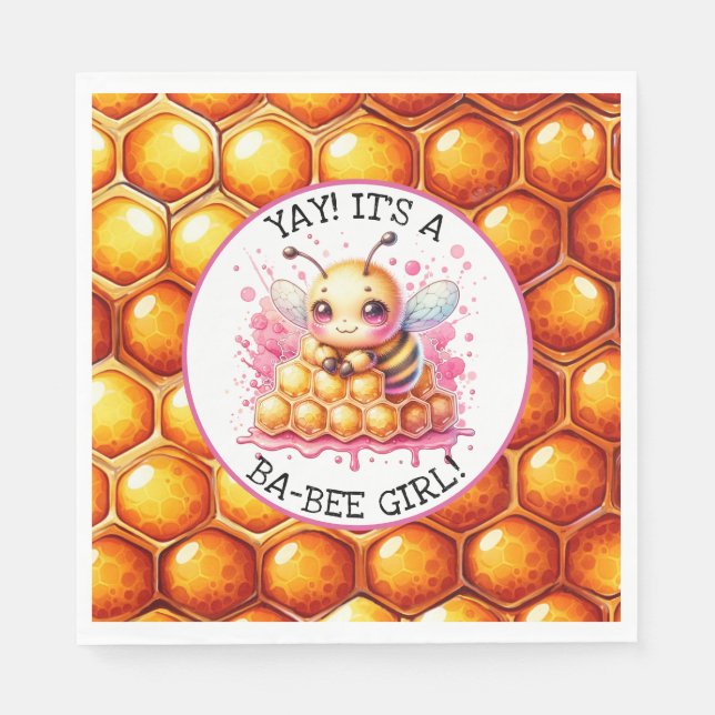 Honey bee themed Girl's Baby Shower  Napkin (Front)