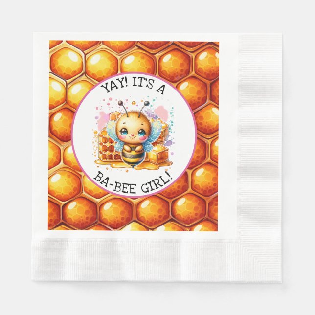 Honey bee themed Girl's Baby Shower  Napkin (Front)