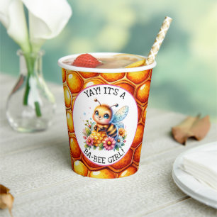 Honey bee themed Girl's Baby Shower Paper Cups