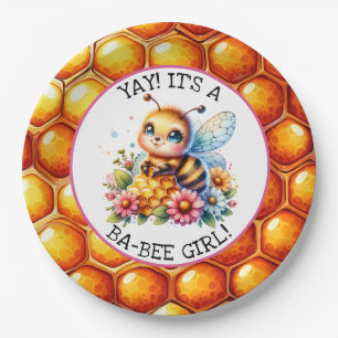 Honey bee themed Girl's Baby Shower  Paper Plate