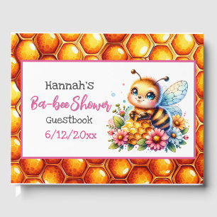 Honey bee themed Girl's Baby Shower Welcome Guest Book