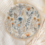 Honey Bee vintage blue floral baby shower Paper Plate<br><div class="desc">A beautiful orange,  dusty blue and turquoise faux embroidered flower pattern and watercolor honey bees make these perfect for parties and events!</div>
