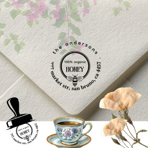Honey Bee Vintage Family Name & Return Address Rubber Stamp